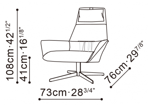 Qing Tall Swivel Lounge Chair dimensions